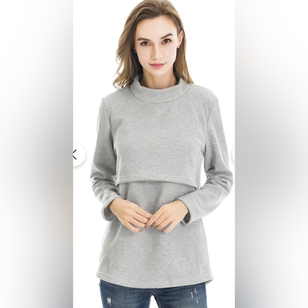 Fleece Nursing Sweatshirt - Grey